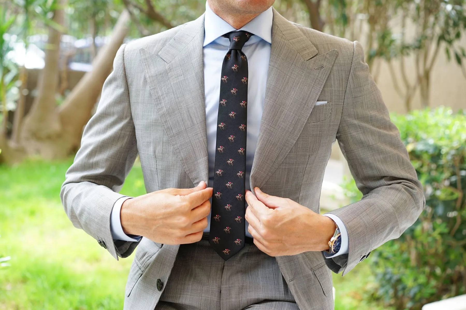 Black Melbourne Race Horse Skinny Tie