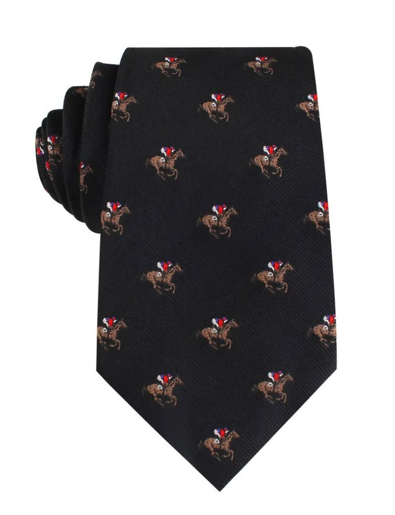 Black Melbourne Race Horse Tie