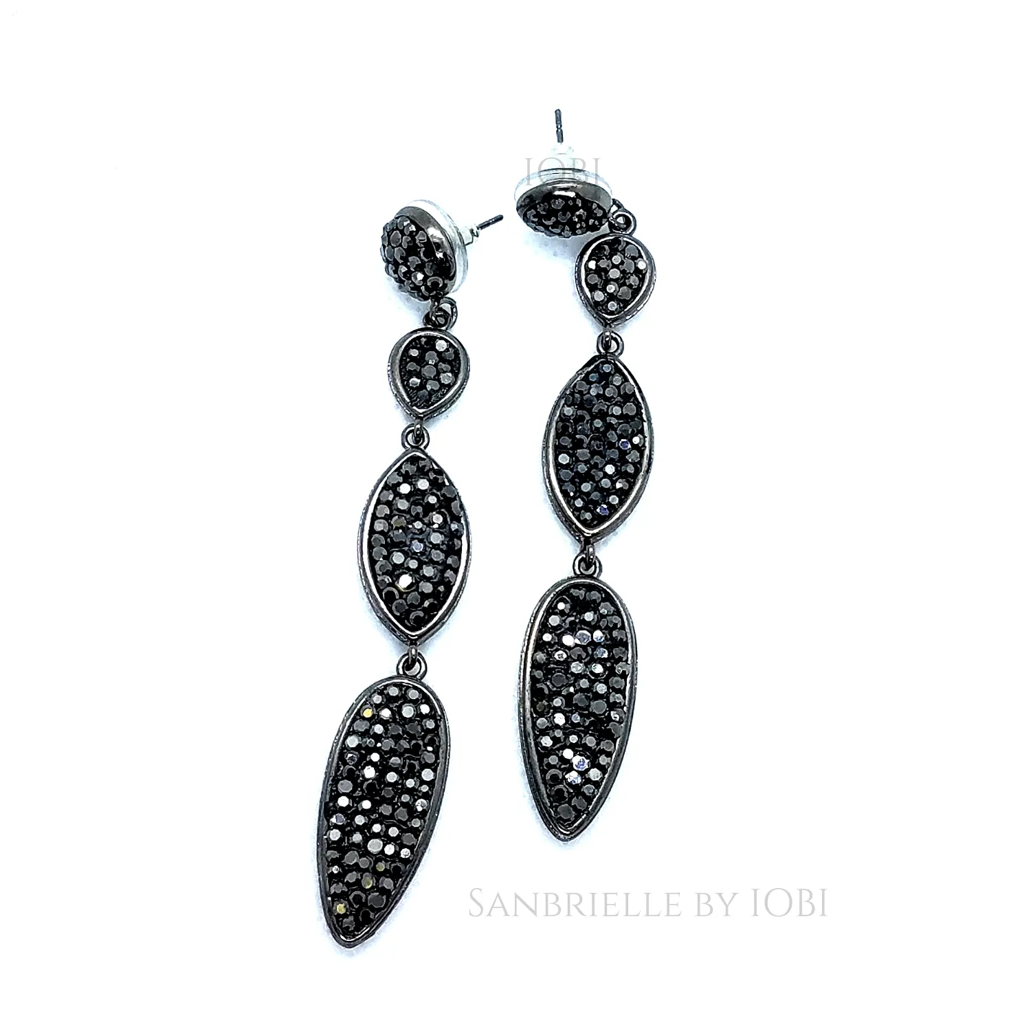 Black Turkish Crystal Spear Earrings for Women