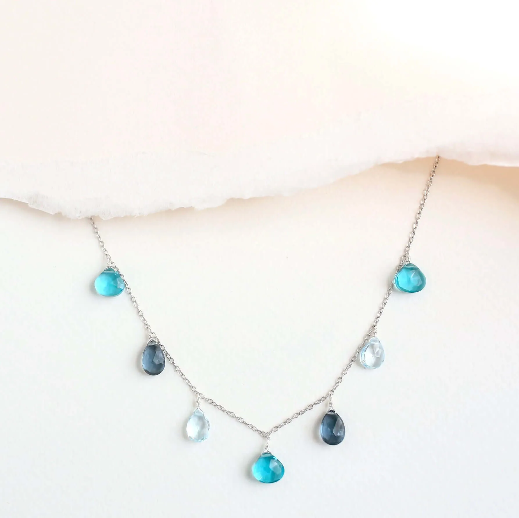 Blue Gemstone Silver Sparkler Necklace