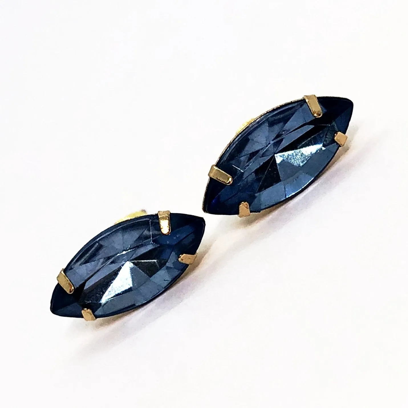 Blue Marquise Rhinestone Stud Earrings