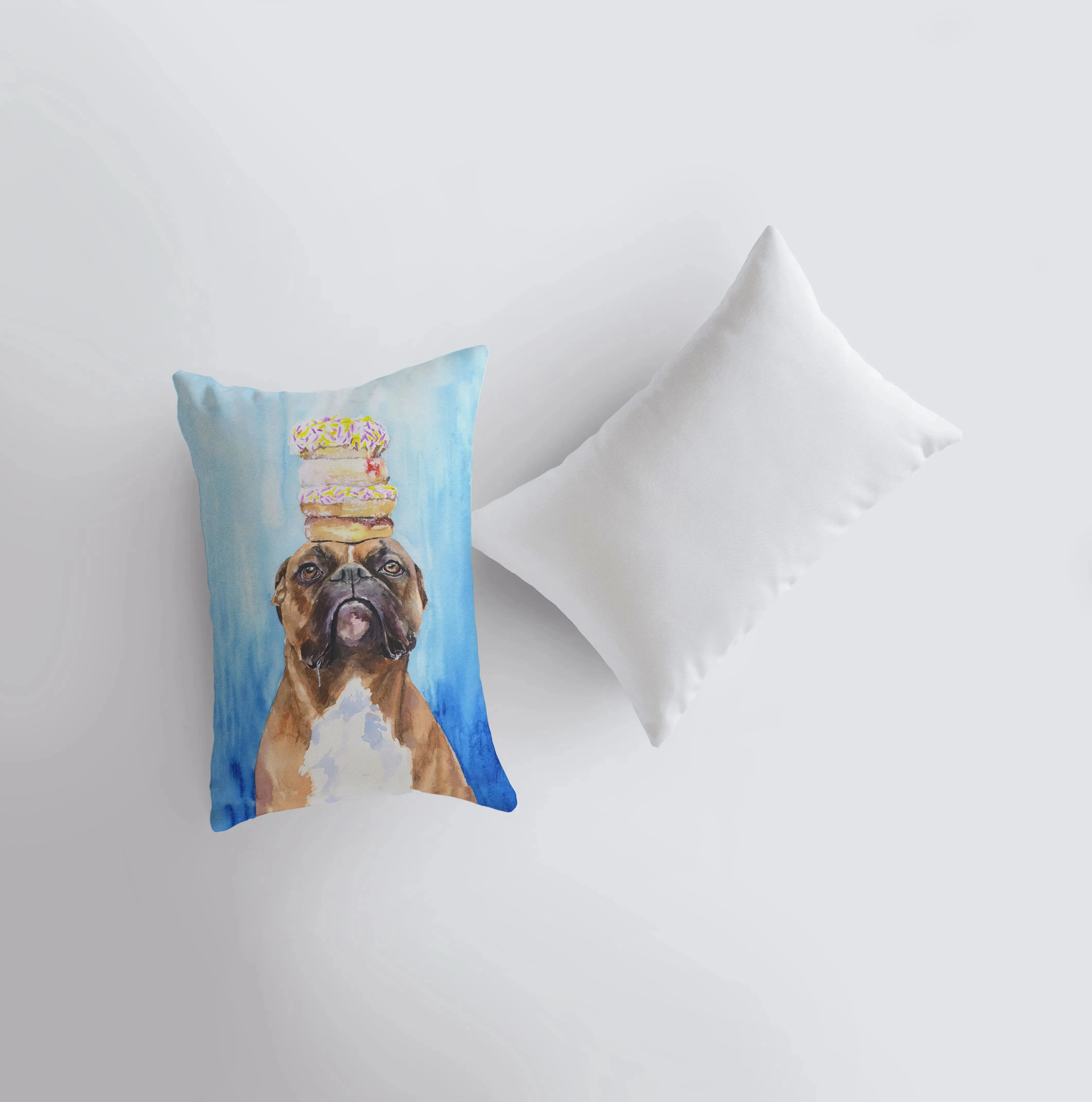 Boxer | Watercolor Doughnut Boxer | 12x18 | Throw Pillow | Home Decor | Custom Dog Pillow Cover