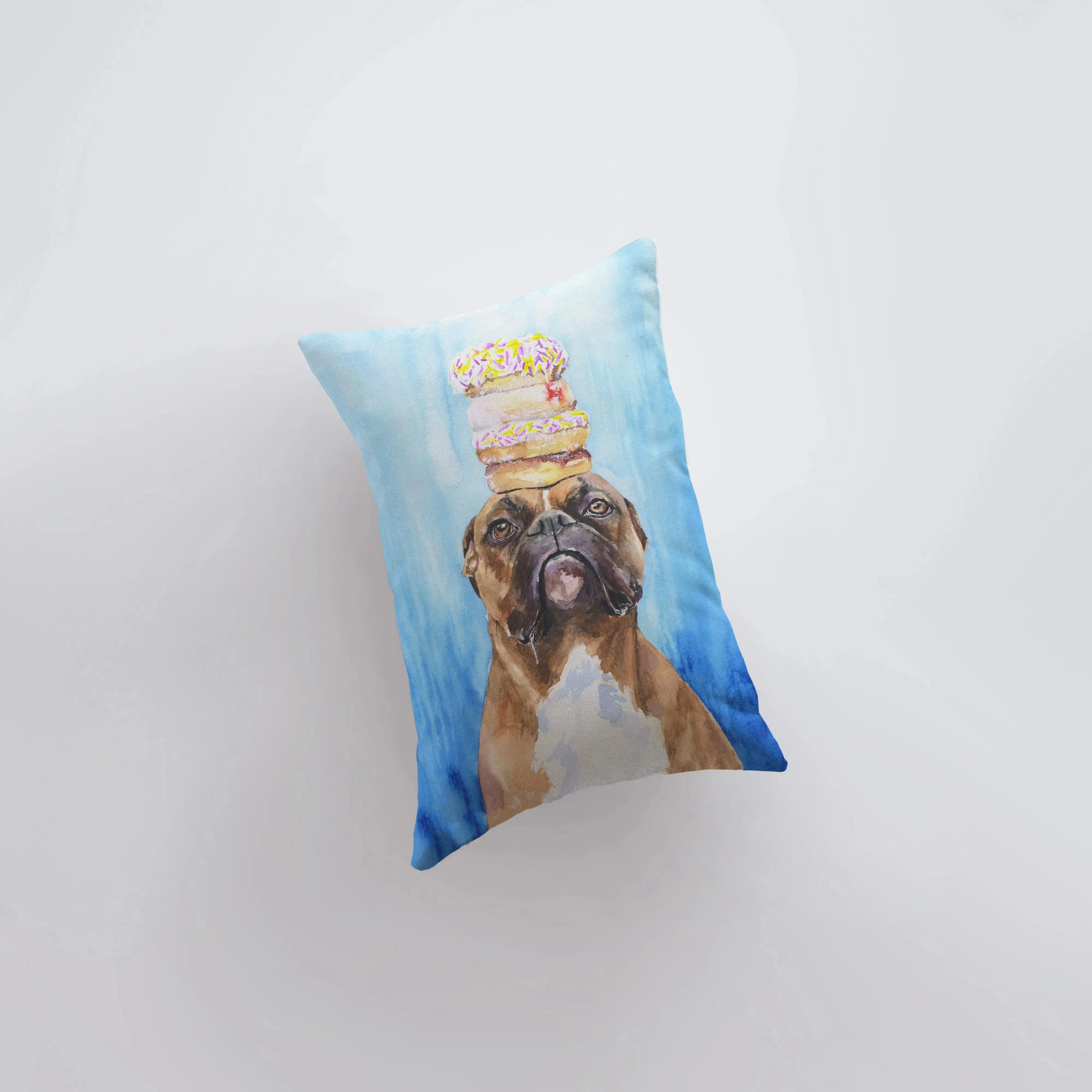 Boxer | Watercolor Doughnut Boxer | 12x18 | Throw Pillow | Home Decor | Custom Dog Pillow Cover