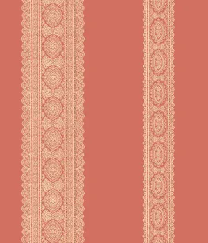 Brynn Coral Paisley Stripe Wallpaper from the Kismet Collection