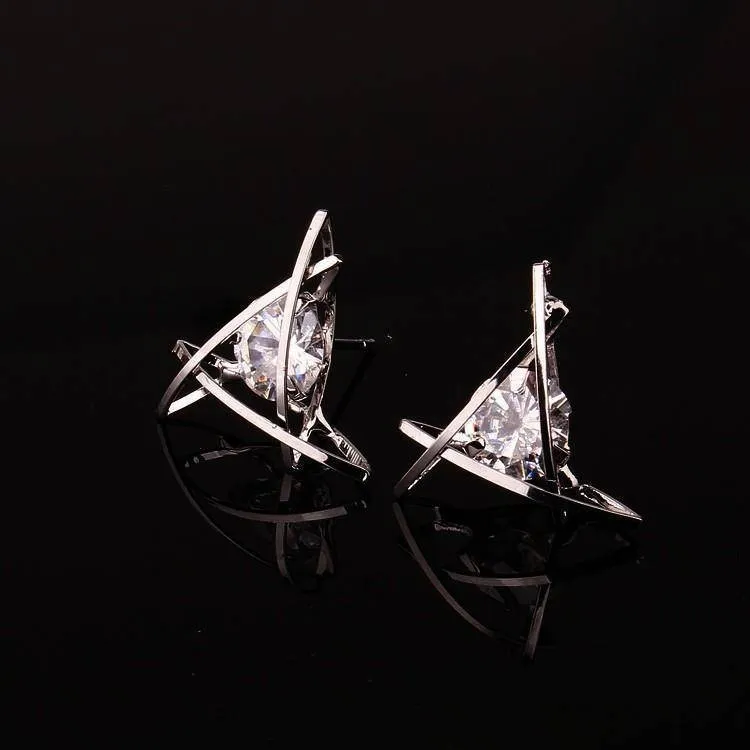 Captured Crystals Triangle Earrings