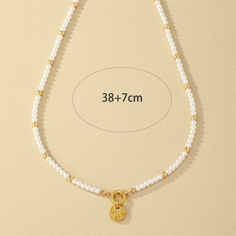 Chic Rice Bead Pendant Necklace with Alloy Accent