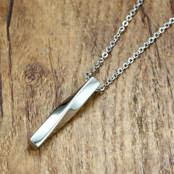 Classy Men Twisted Bar Pendant Necklace