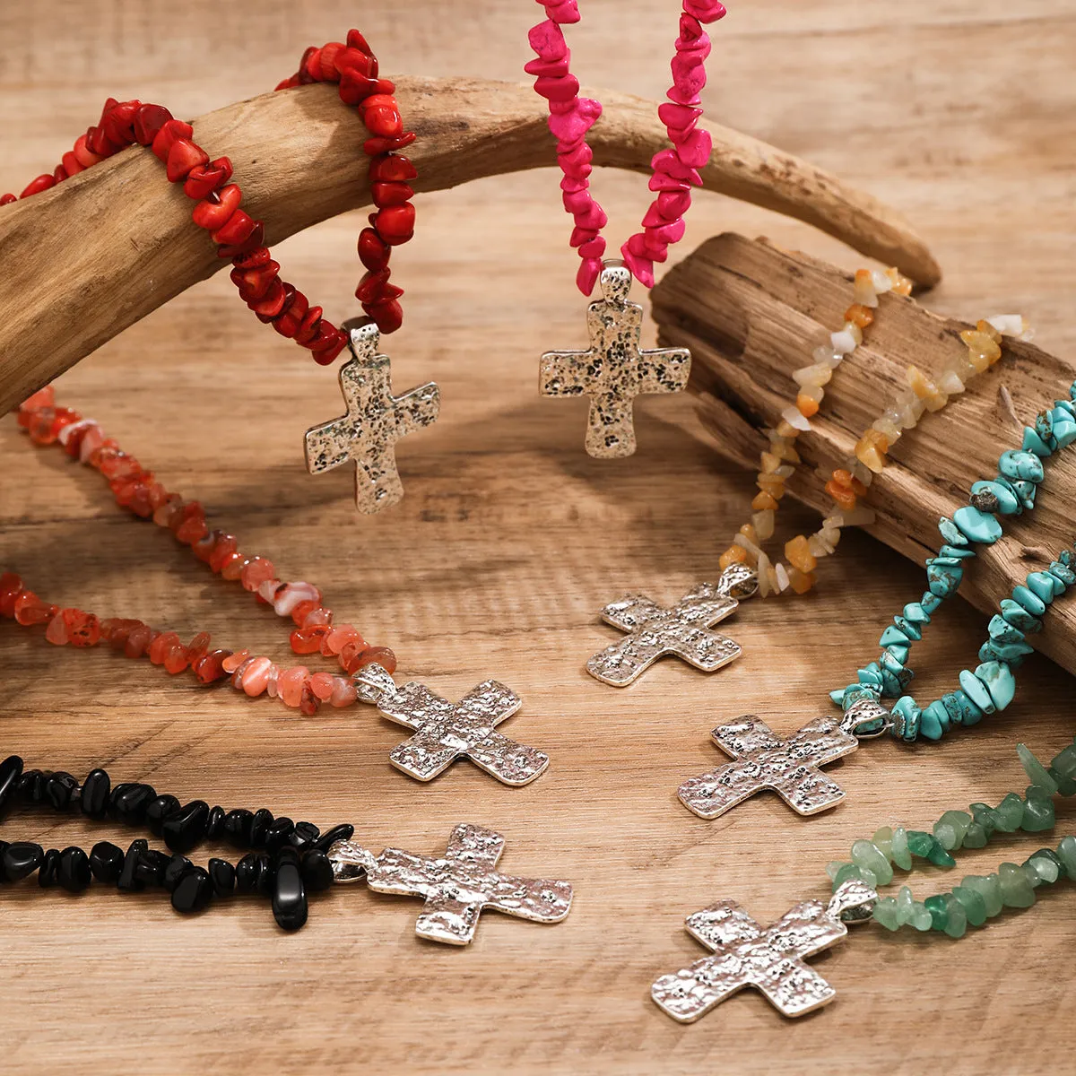 Cross Necklace with Turquoise Pendant from Europe and the United States