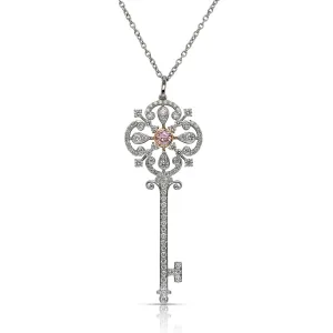 CROWN KEY PENDANT PINK DIAMOND 18K WHITE & ROSE GOLD BY MIKE NEKTA