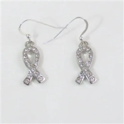 Crystal Awareness Ribbon Earrings