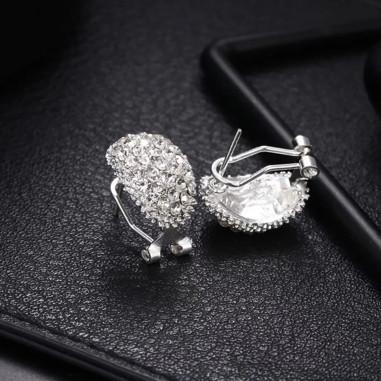 Crystal CZ Encrusted Scoop Clip Earring, Woman Earrings