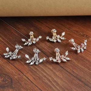 Crystal Leaves Stud Earrings & Jacket In Three Colors