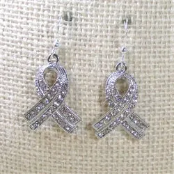 Crystal Rhinestone Awareness Ribbon Earrings