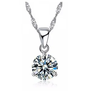 Crystal Solitaire Round Cut Necklace Pendant For Woman