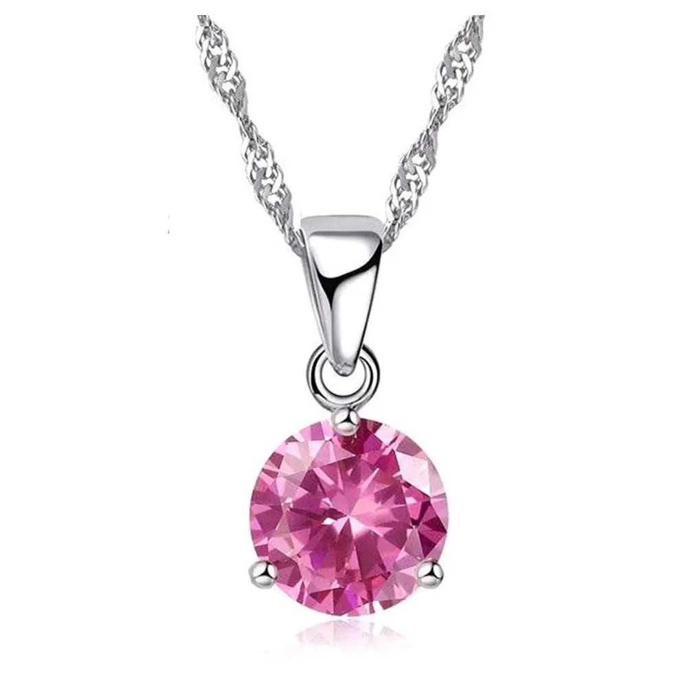 Crystal Solitaire Round Cut Necklace Pendant For Woman