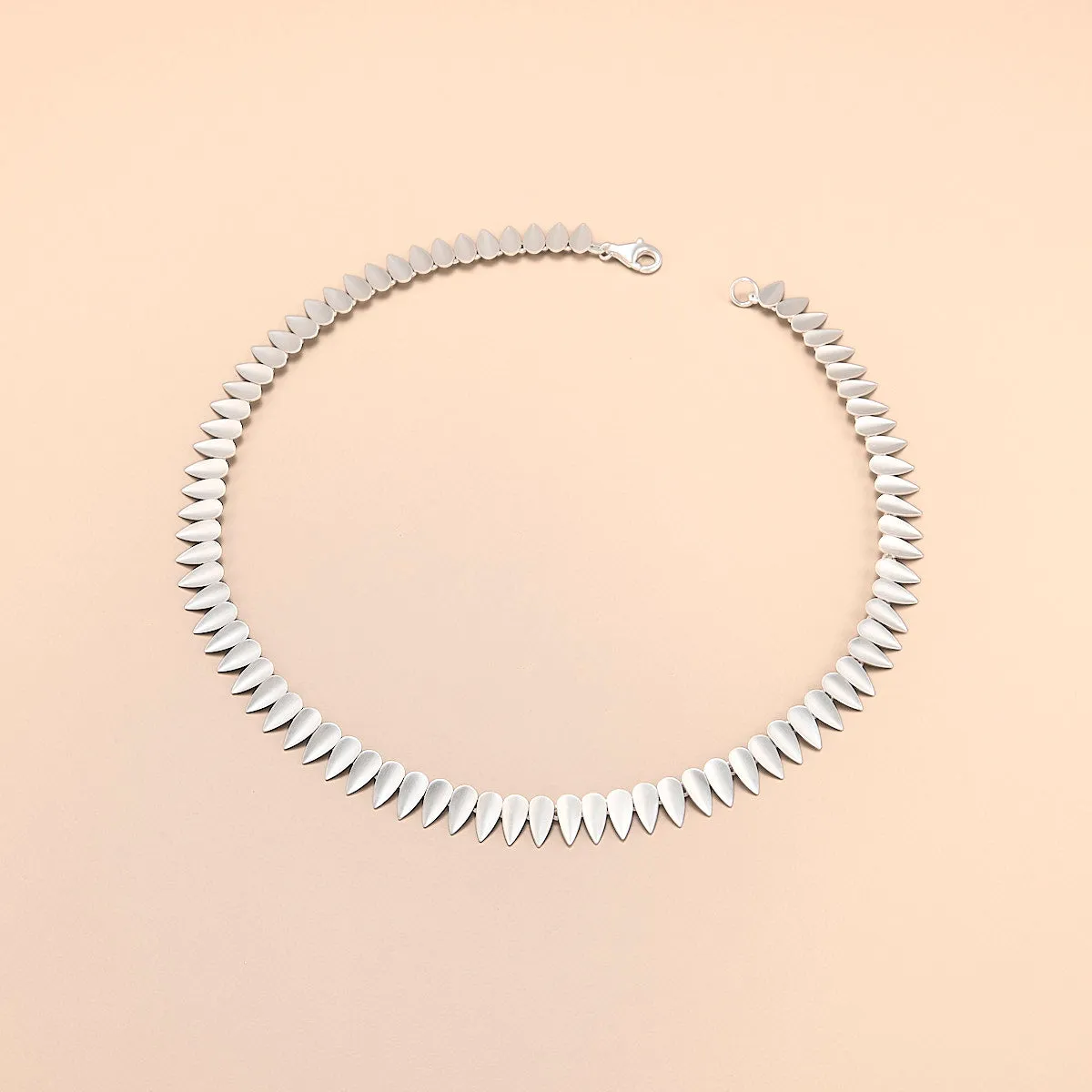 Curved Shield Silver Necklace