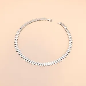 Curved Shield Silver Necklace