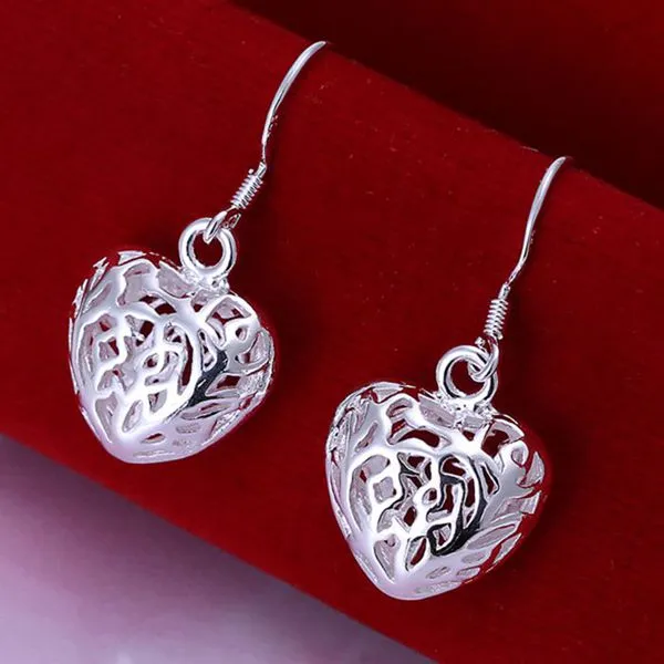 Cut Out Fancy Puffed Heart Necklace and Earrings Set