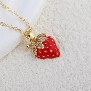 Cute Strawberry Pendant Necklace – Romantic Jewellery for Halloween