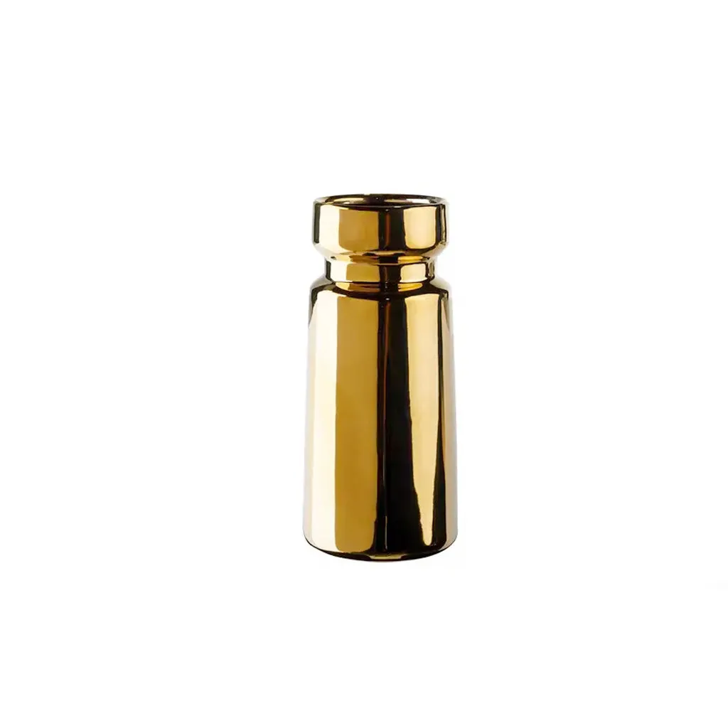 Cylinder Ceramic Vase - Gold Medium