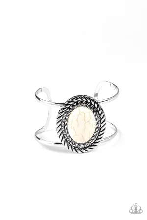 Desert Aura White Stone Cuff Bracelet - Paparazzi Accessories