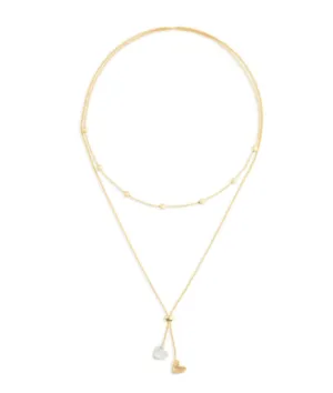 Double Heart Lariat Necklace