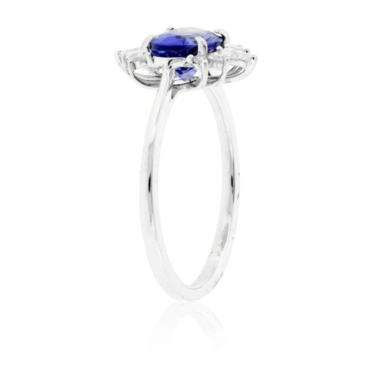 East to West Oval Cut Tanzanite and Diamond Accented Ring