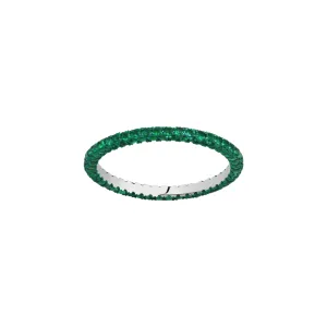 Emerald and Green Rhodium 3 Sided Band