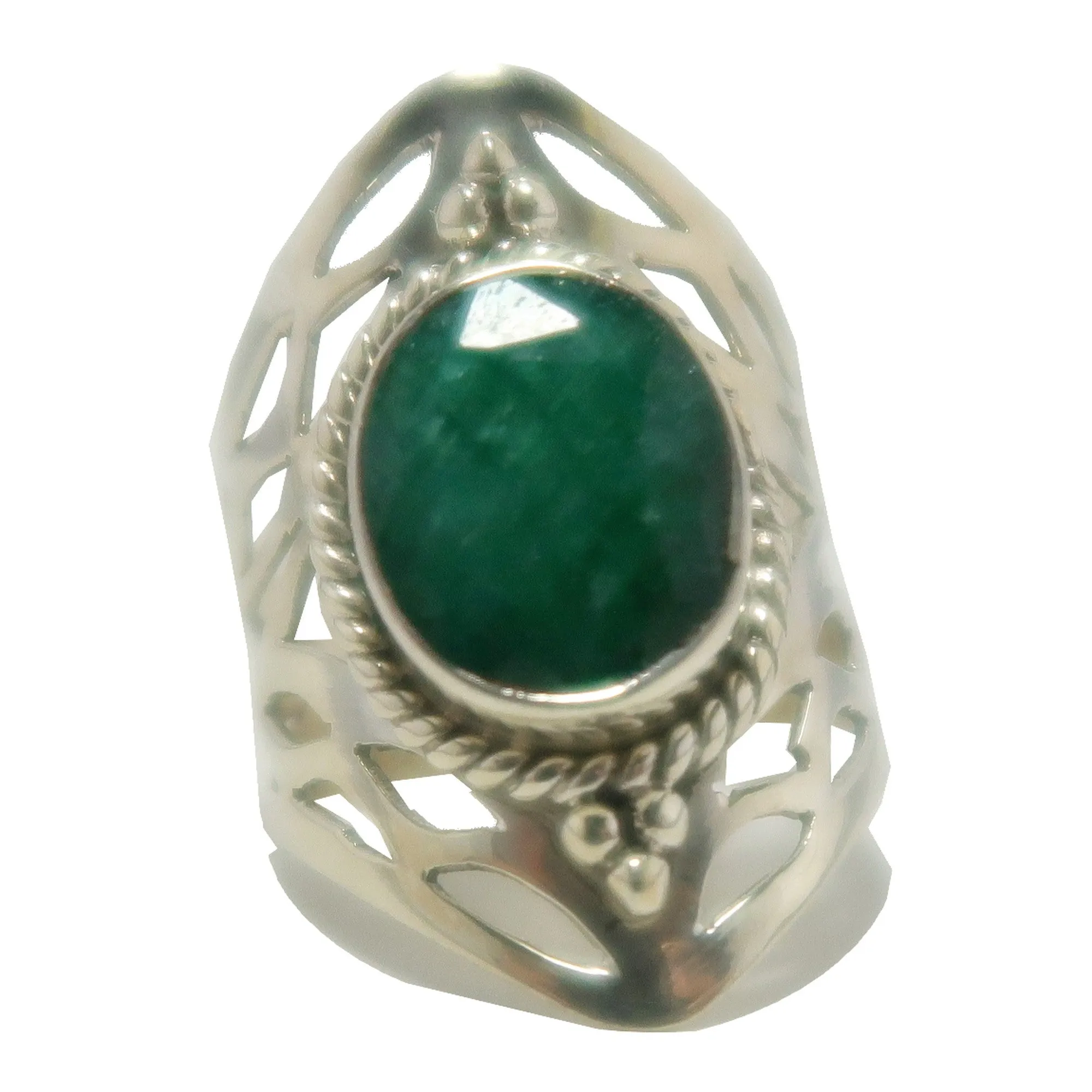 Emerald Ring Rich Green Ruler Sterling Silver Size 5.75