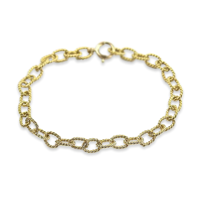 Estate 18K Yellow Gold Twisted Rope Link Bracelet