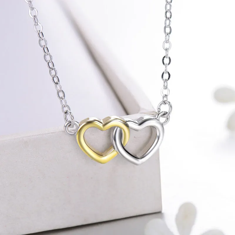 Everyday Genie Sterling Silver Double Heart Necklace