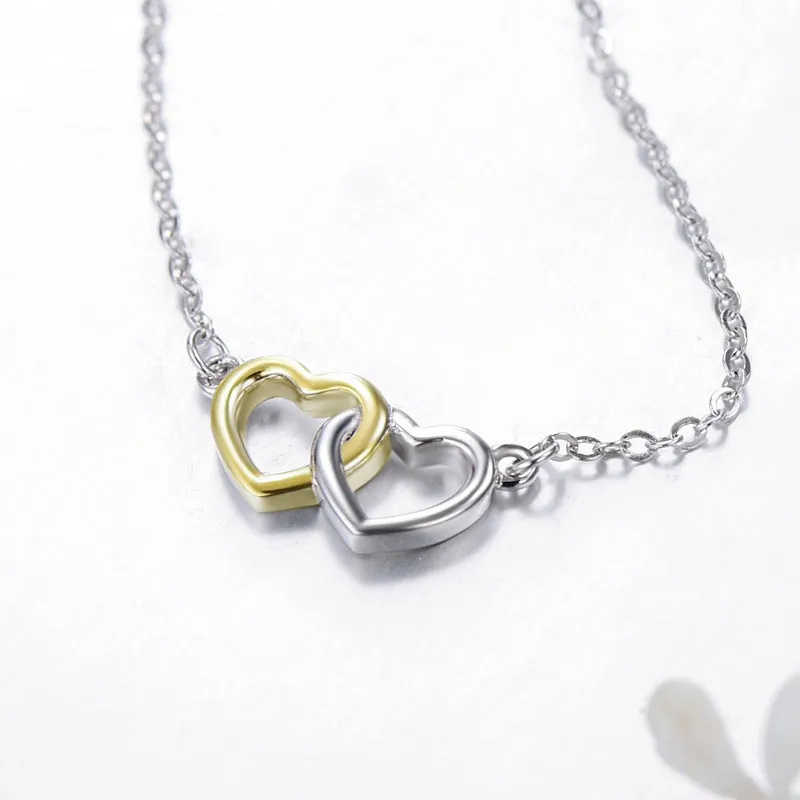 Everyday Genie Sterling Silver Double Heart Necklace