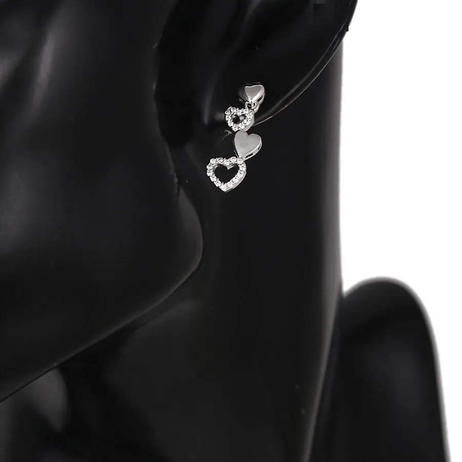 Falling Hearts CZ Necklace and Earrings Set