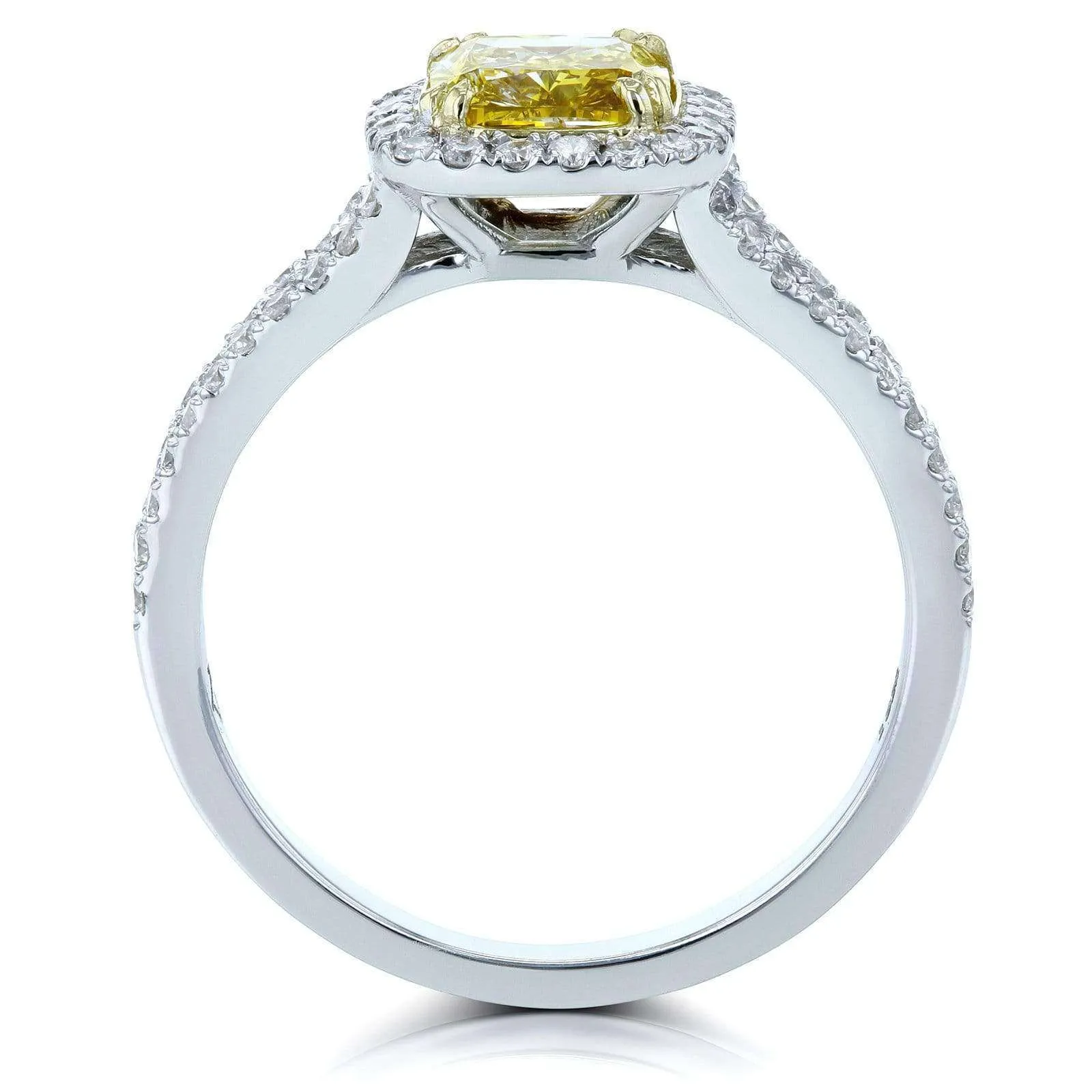 Fancy Vivid Yellow Cushion Diamond Ring (GIA Certified)