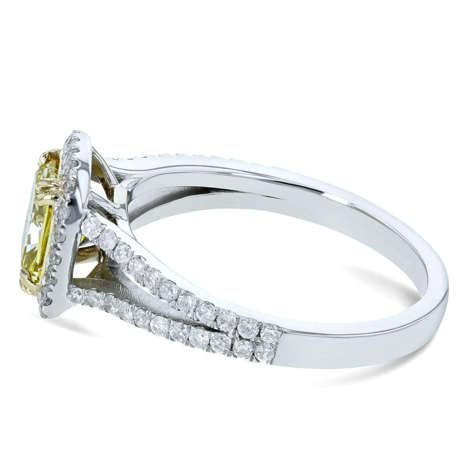 Fancy Vivid Yellow Cushion Diamond Ring (GIA Certified)