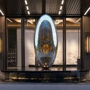 FINEST Outdoor Illuminated Oval Stainless Steel Sculpture FS-087