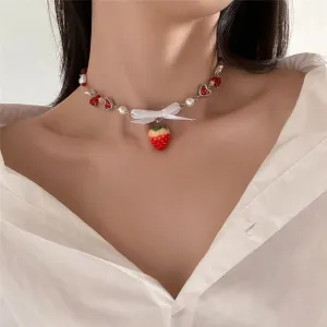 Flytonn-Hannah Chain Strawberry Pendant Necklace