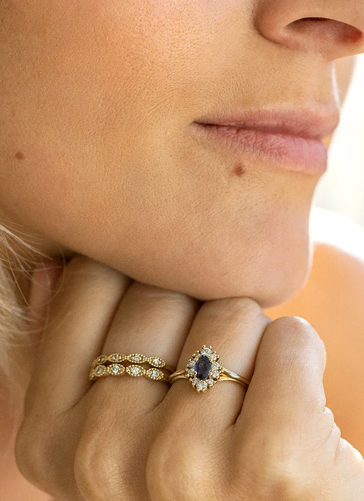 Galaxy diamond iolite ring 14k gold