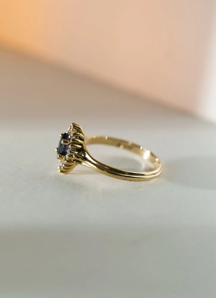 Galaxy diamond iolite ring 14k gold