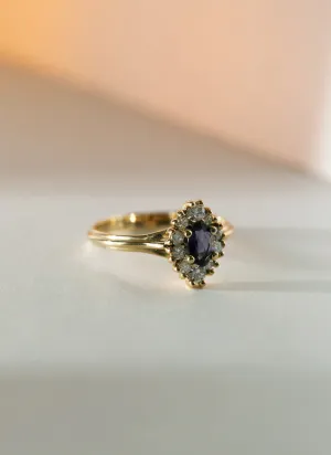 Galaxy diamond iolite ring 14k gold