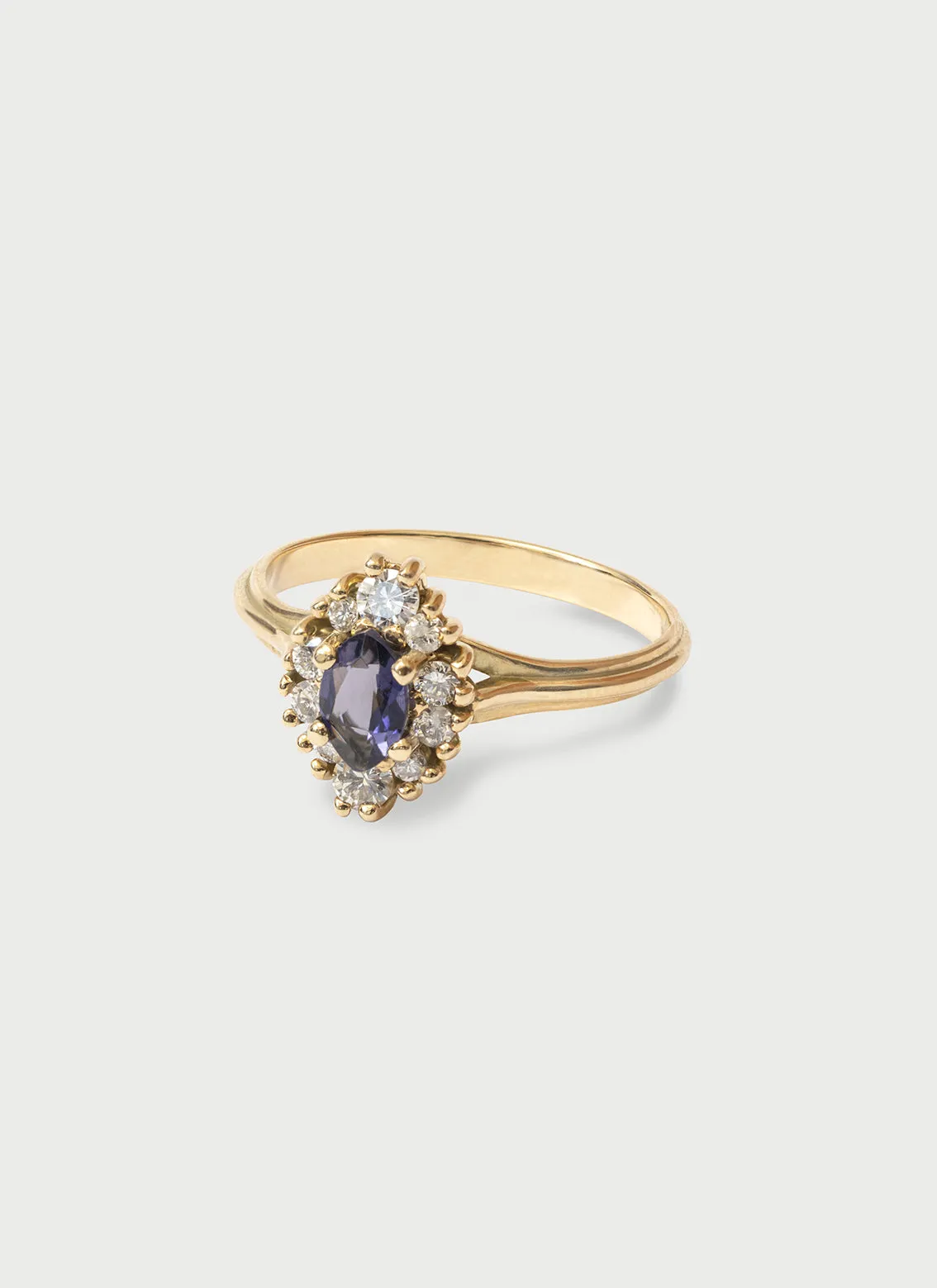 Galaxy diamond iolite ring 14k gold