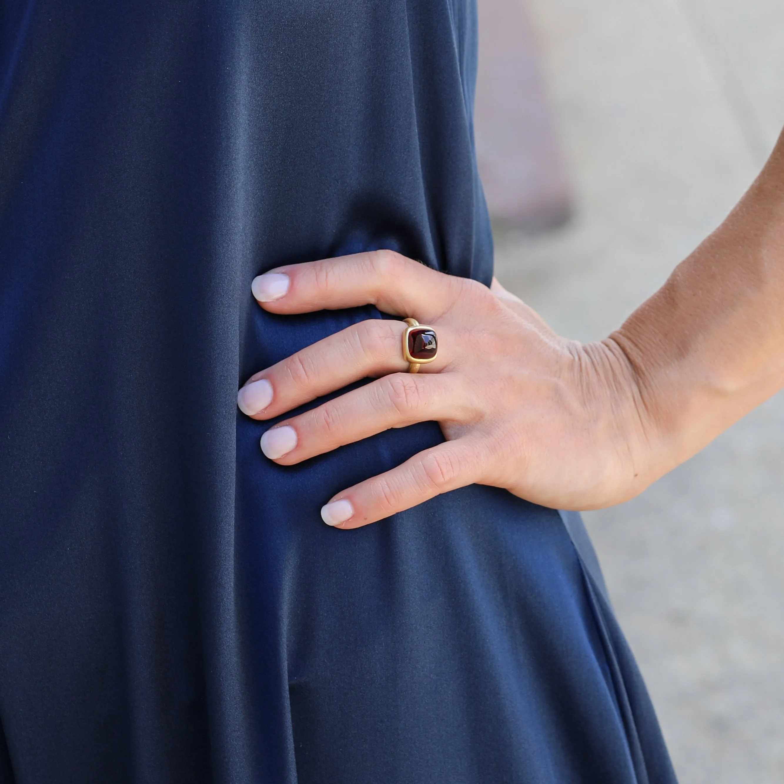 Garnet Cushion Sugarloaf Ring