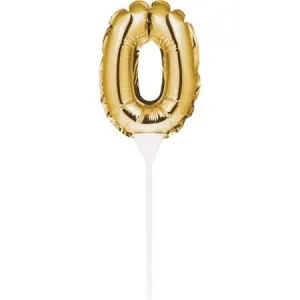 Gold Number '0' Self-Inflating Balloon Cake Topper