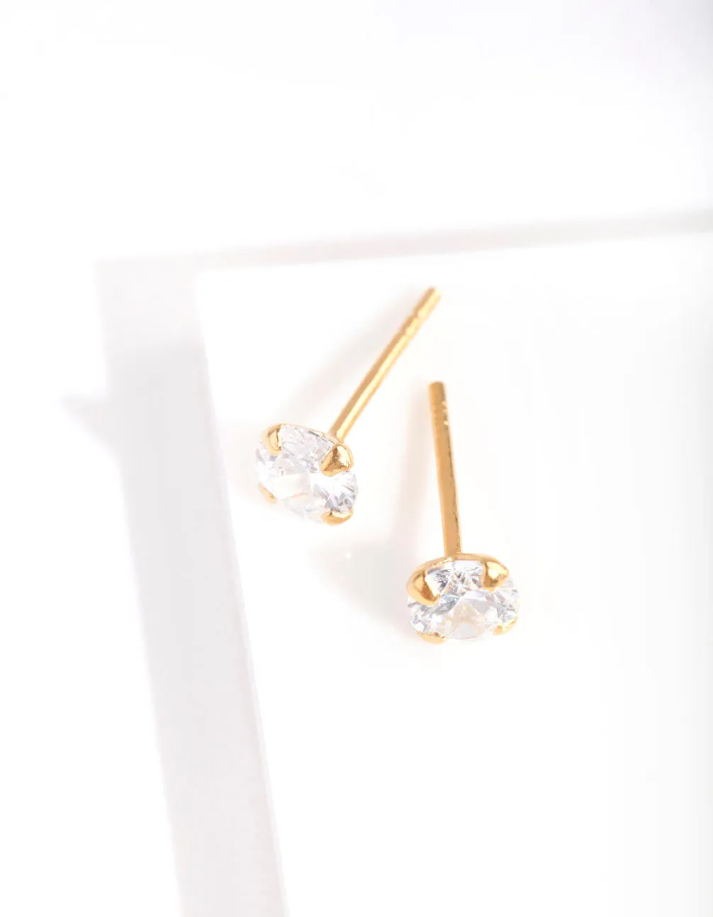 Gold Plated Sterling Silver 1/2 Carat Stud Cubic Zirconia Earrings