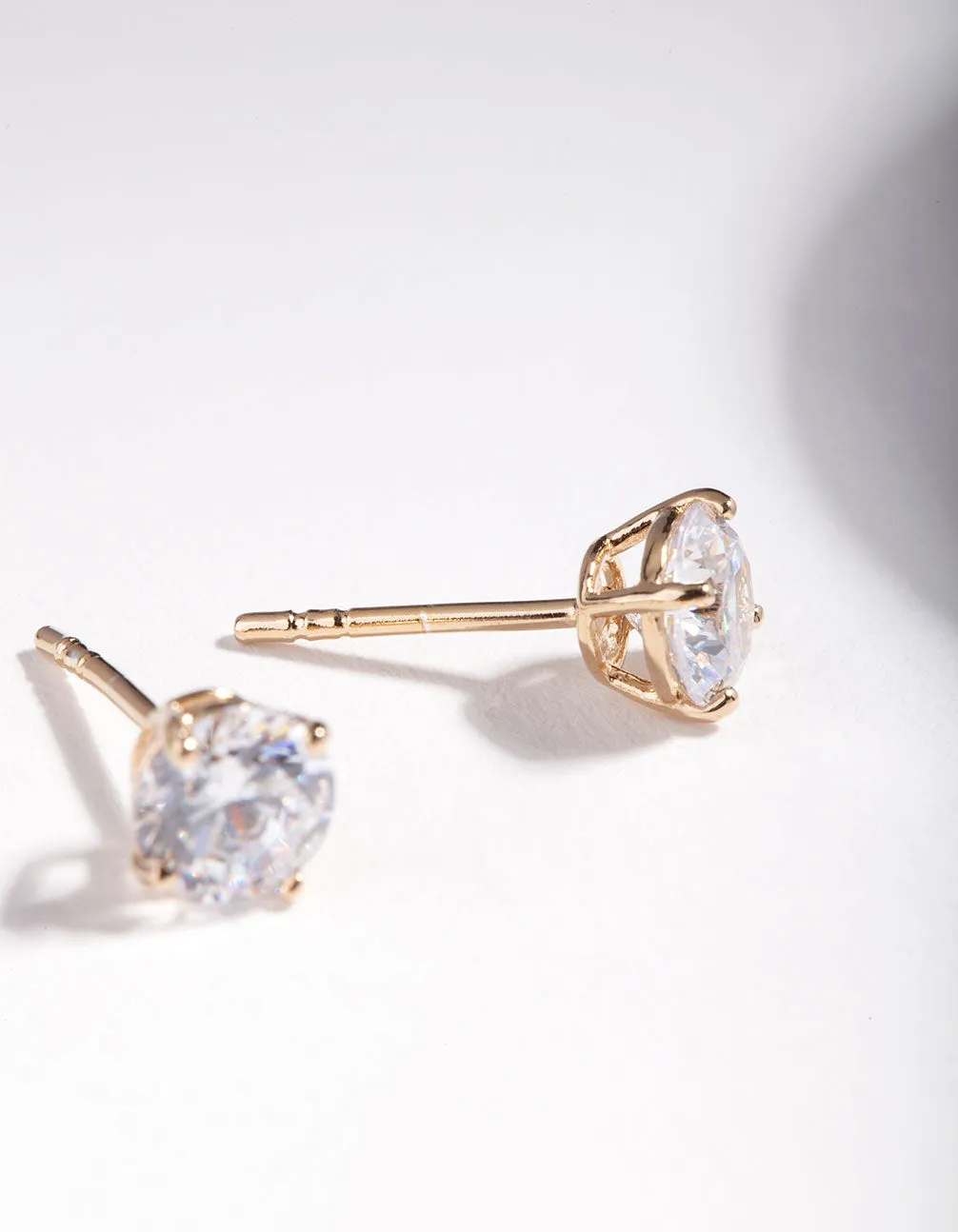 Gold Plated Sterling Silver Cubic Zirconia 1/2 Carat Stud Earrings