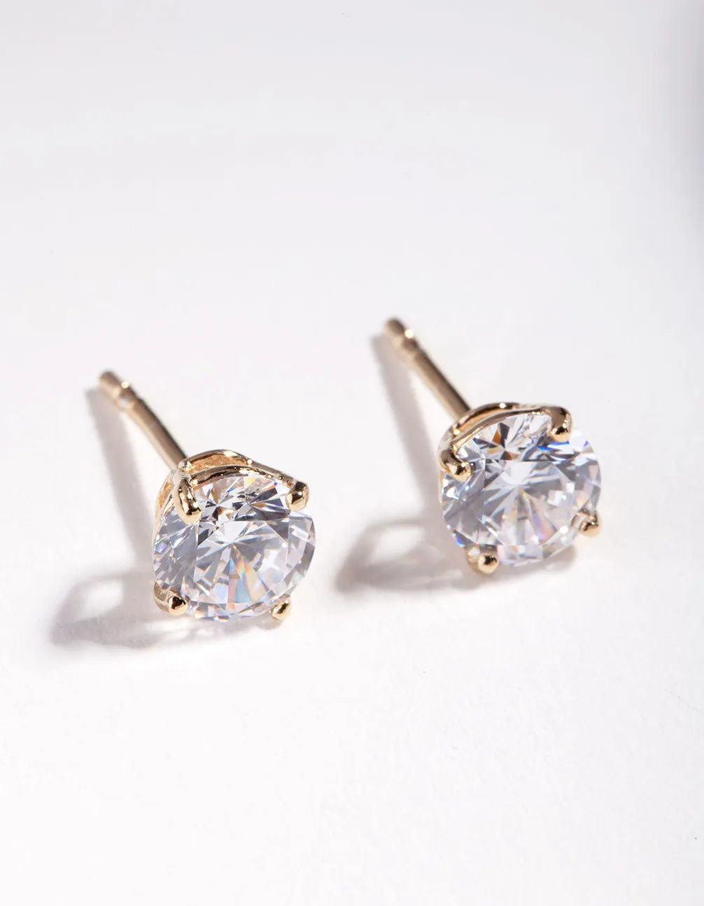 Gold Plated Sterling Silver Cubic Zirconia 1/2 Carat Stud Earrings