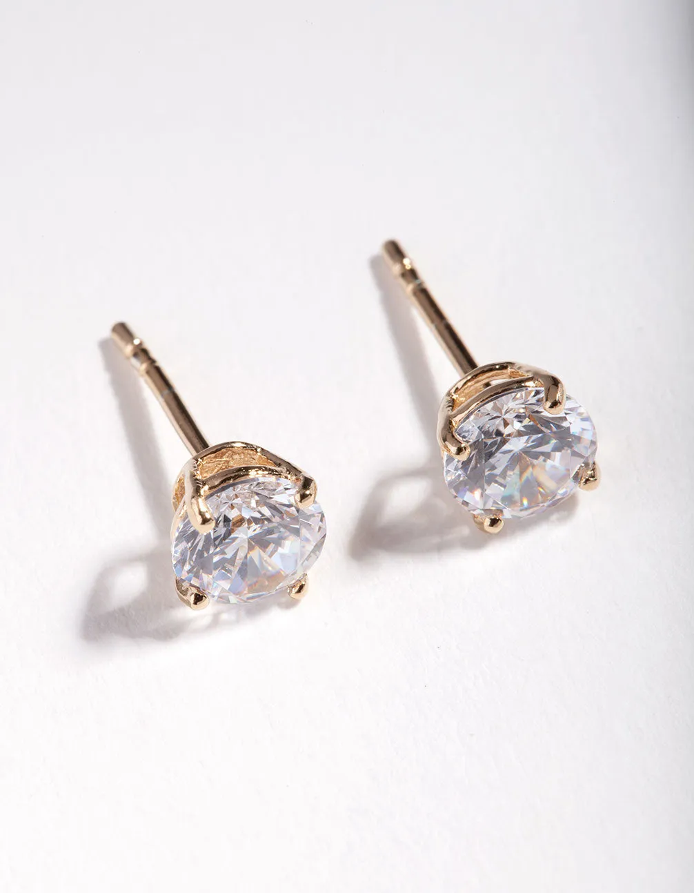 Gold Plated Sterling Silver Cubic Zirconia 1/2 Carat Stud Earrings