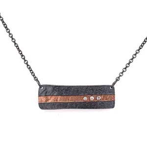 Grace Necklace 18k rectangle inlay with diamonds (N1898)