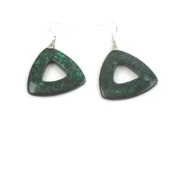 Green Hoop Earrings Triangle Big Bold Earring