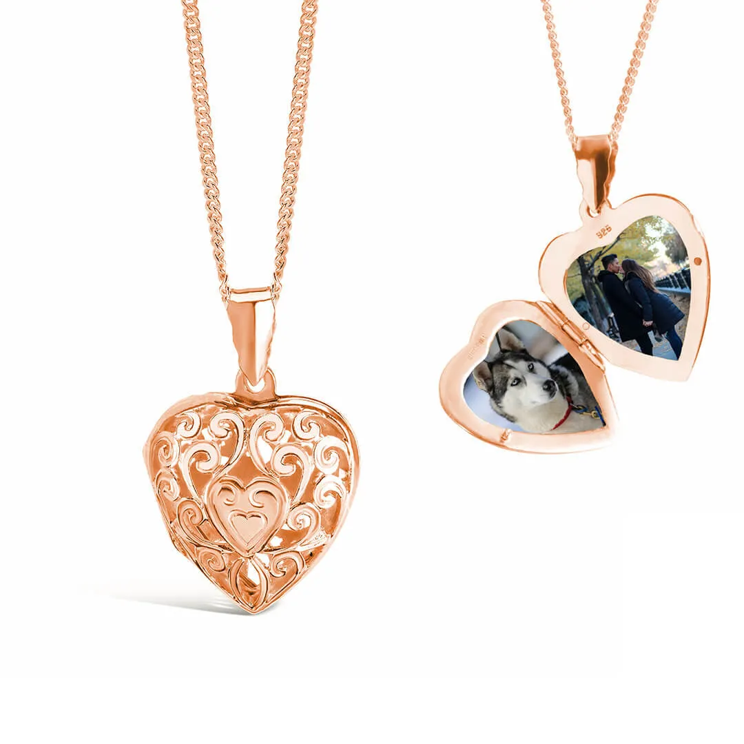 Heart Locket Necklace | Rose Gold